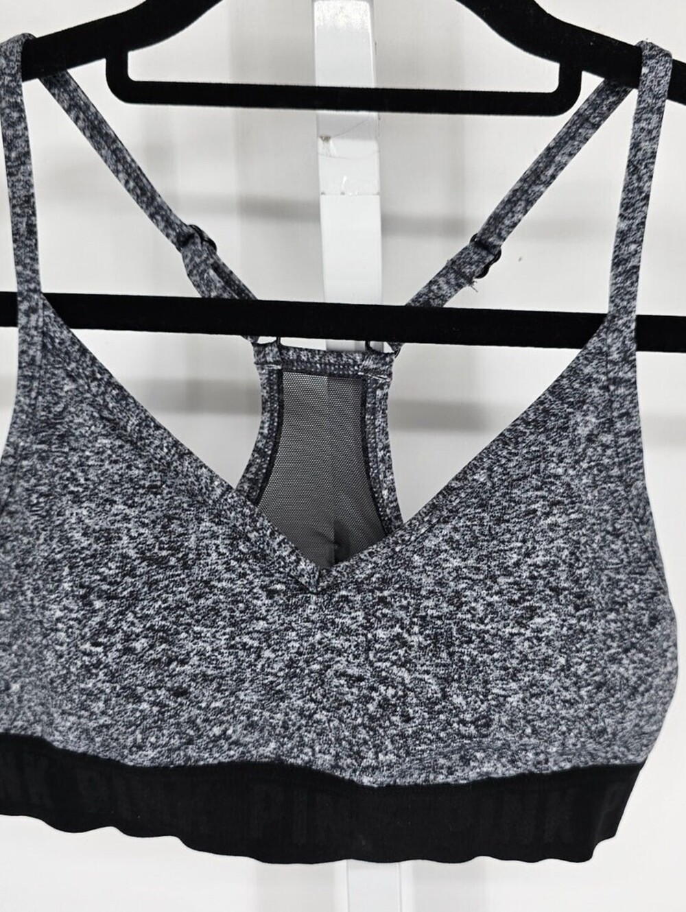 Victorias Secret Pink Sport Womens Sz XS Medium Impact Sports Bra Gray Black